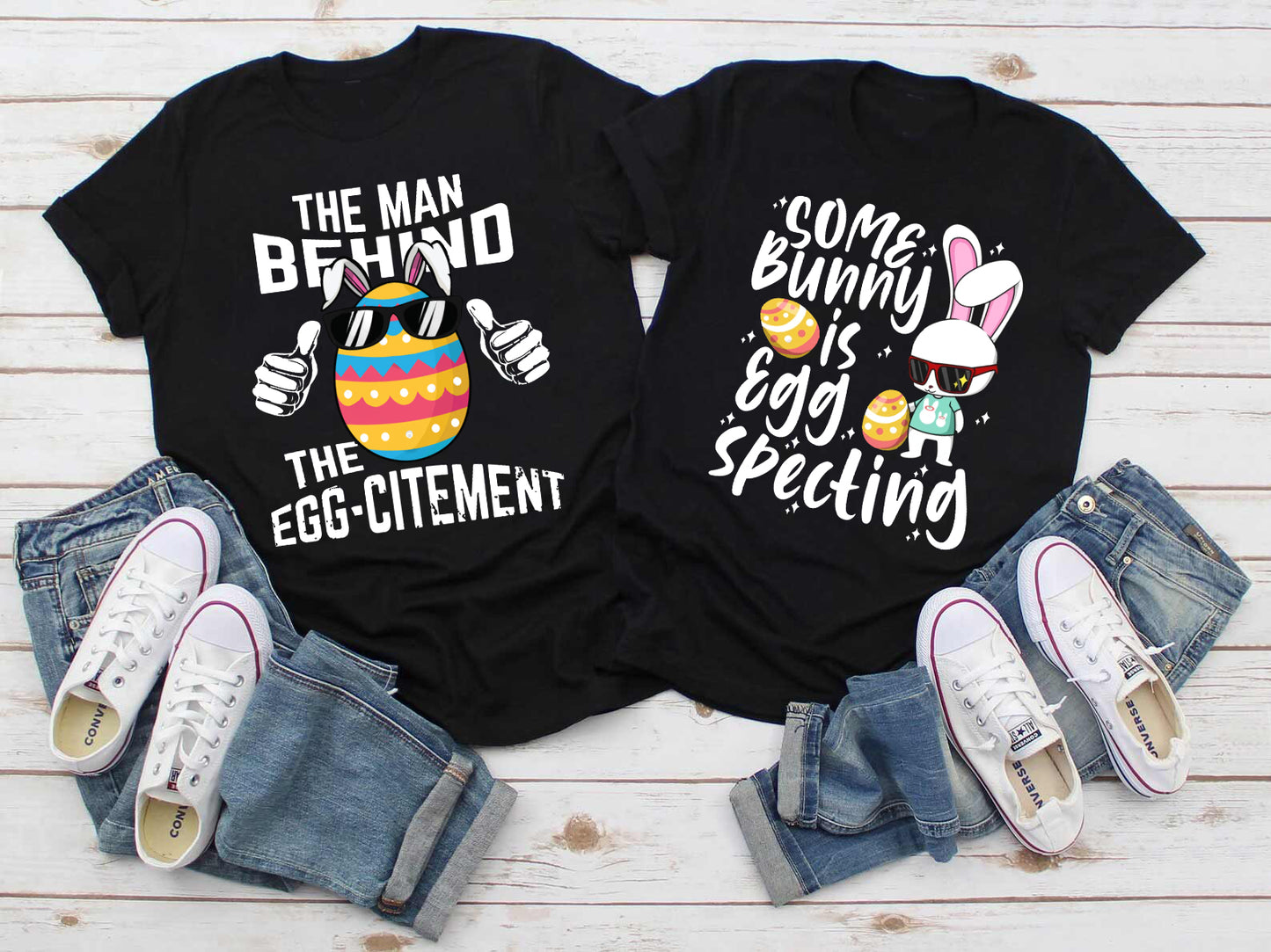 Some Bunny Is Eggspecting Couple Shirt