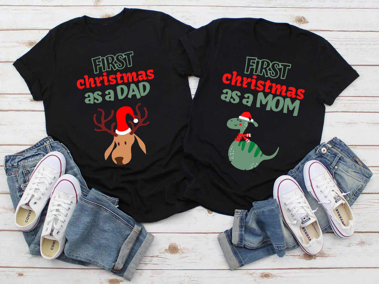 First Christmas as a Mom / Dad Couple Shirt