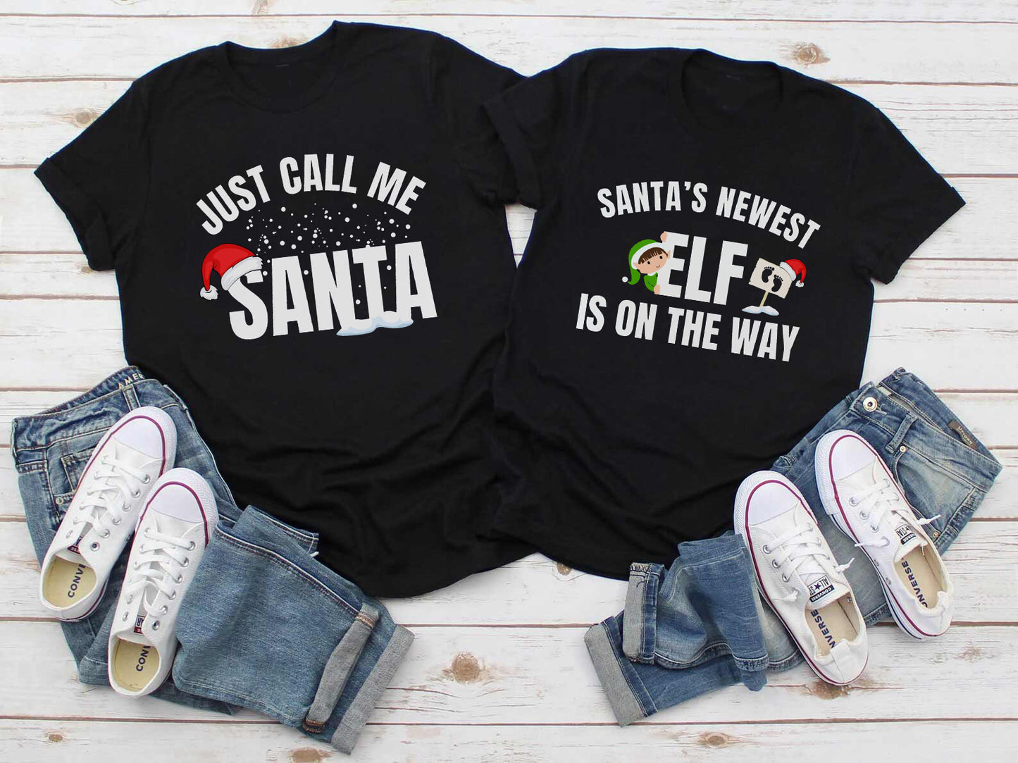 Santa's Newest ELF Is On the Way Christmas Couple Shirt