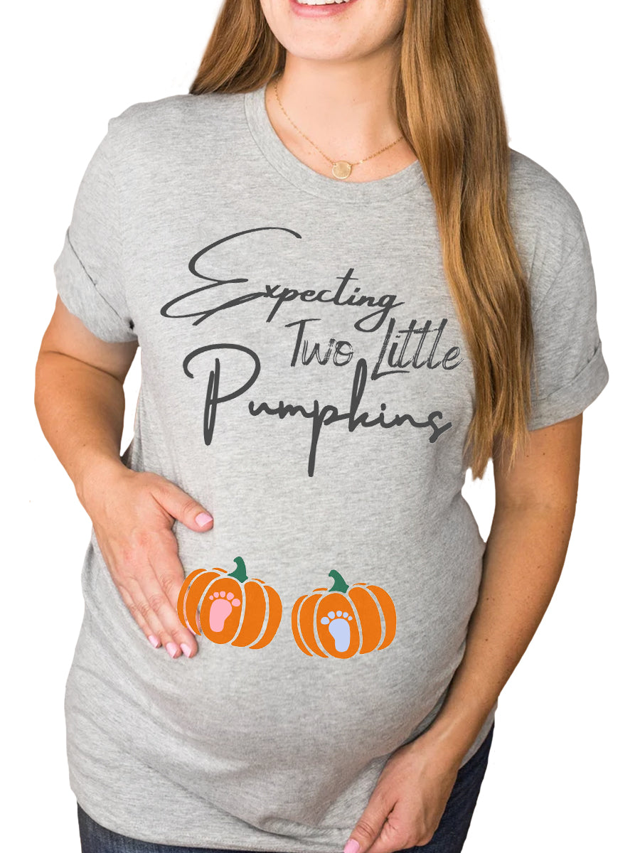 Expecting Two Little Pumpkins Funny Announcement Maternity Shirt