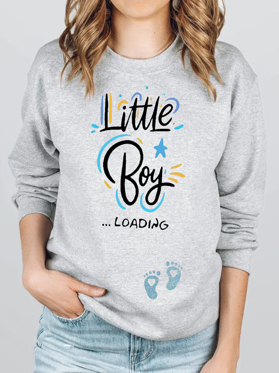 Little Boy Loading Gender Reveal Maternity Sweatshirt