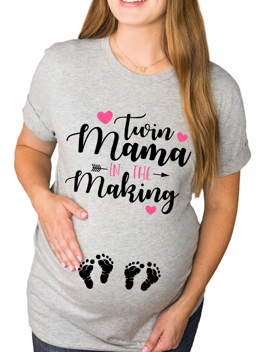 Twin Mama In The Making Announcement Maternity Shirt