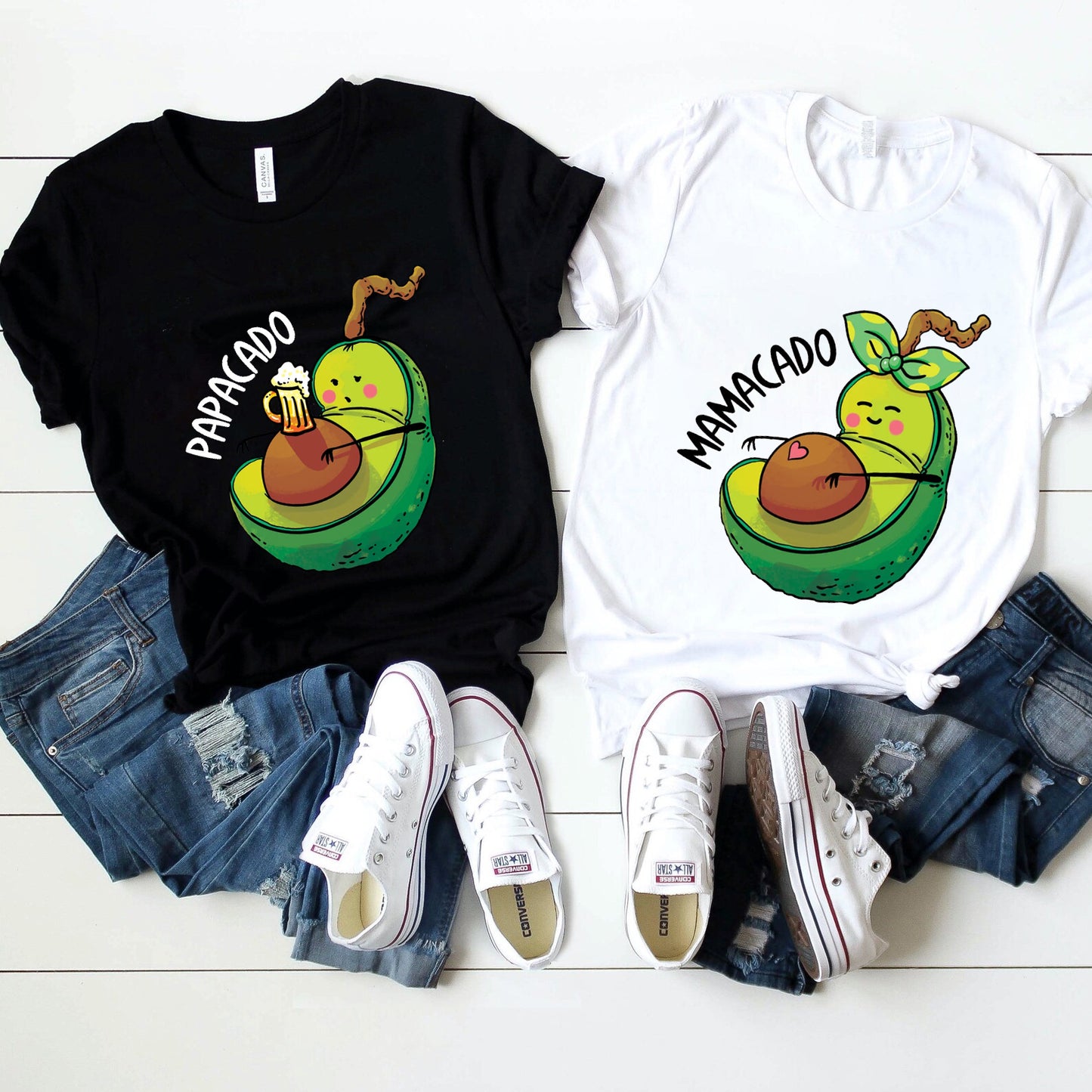 Mama & Papacado Announcement Couple Shirt