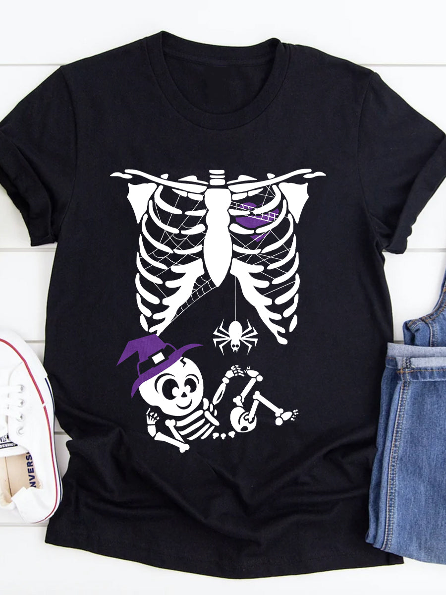 Skeleton Witch Baby Announcement Maternity Shirt