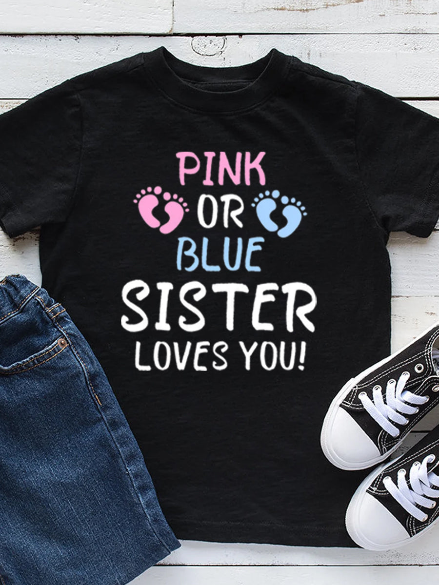 Pink or Blue Mommy Loves You Announcement Family Matching Shirt