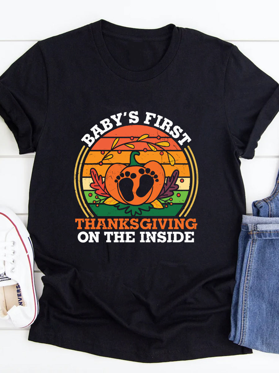 Bump's First Thanksgiving On The Side Maternity Shirt