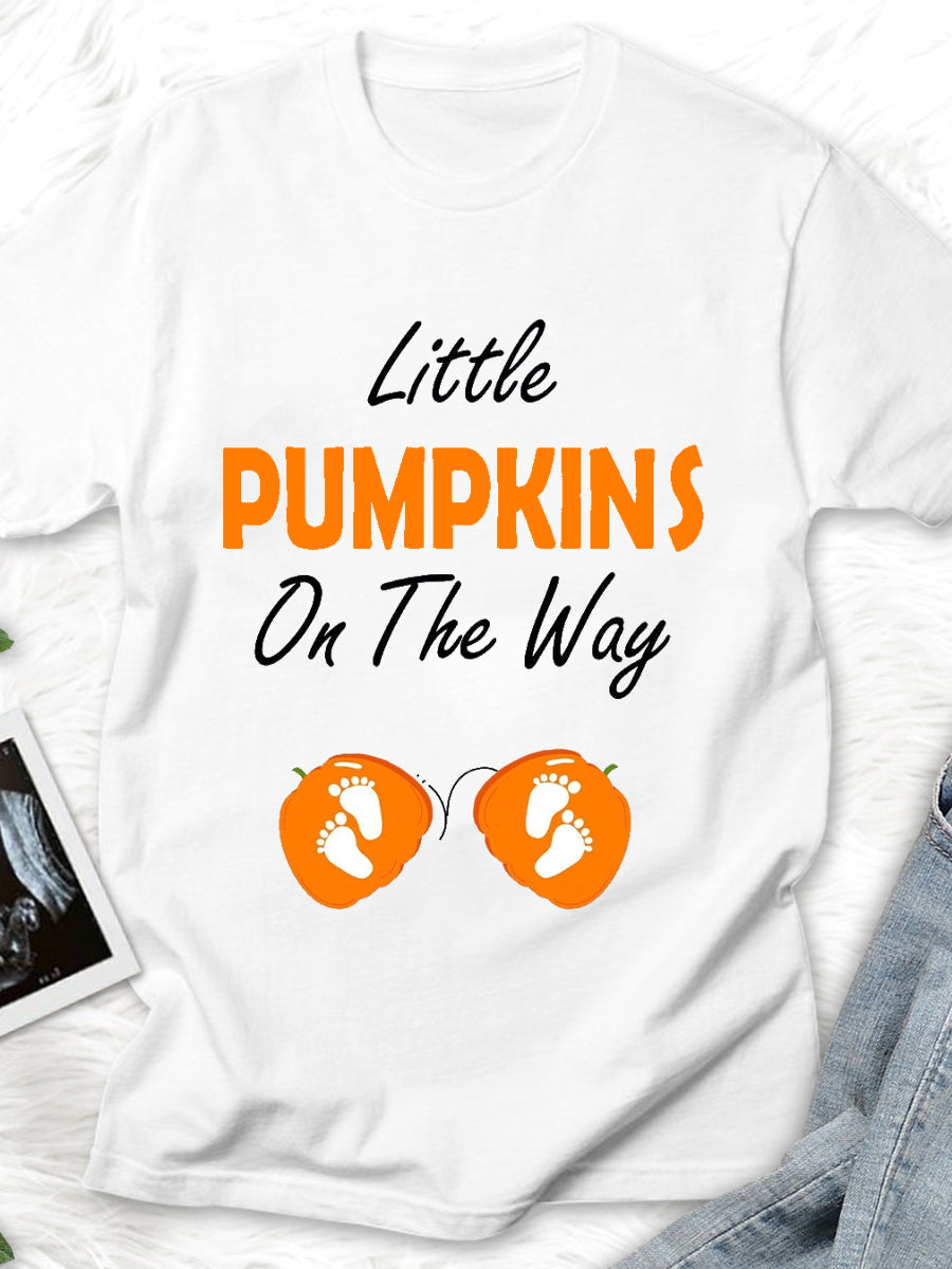 Little Pumpkins On The Way Funny Maternity Shirt