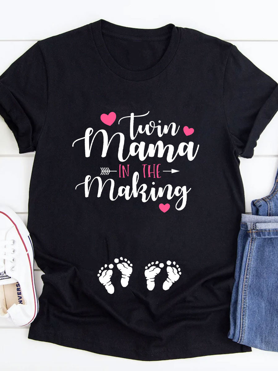 Twin Mama In The Making Announcement Maternity Shirt