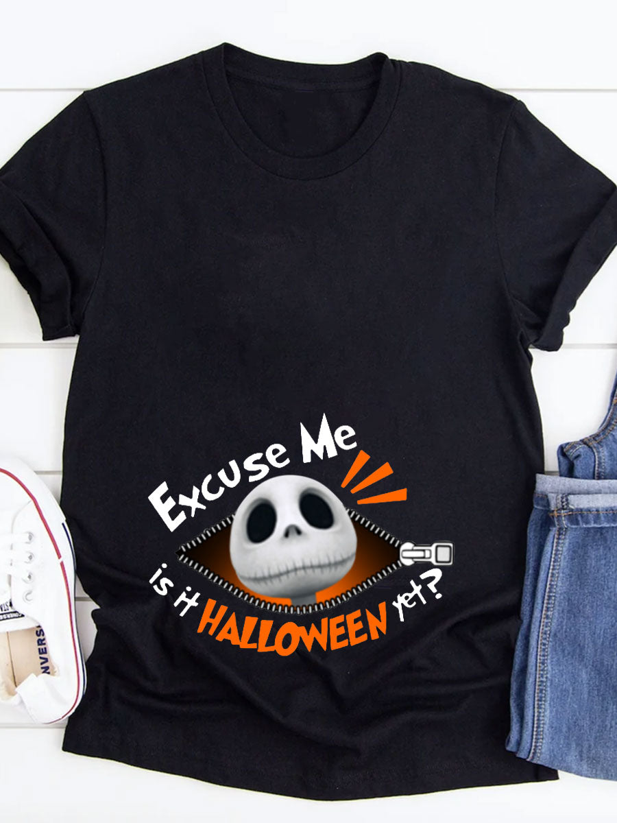 Excuse Me Is It Halloween Yet Peeking Maternity Shirt