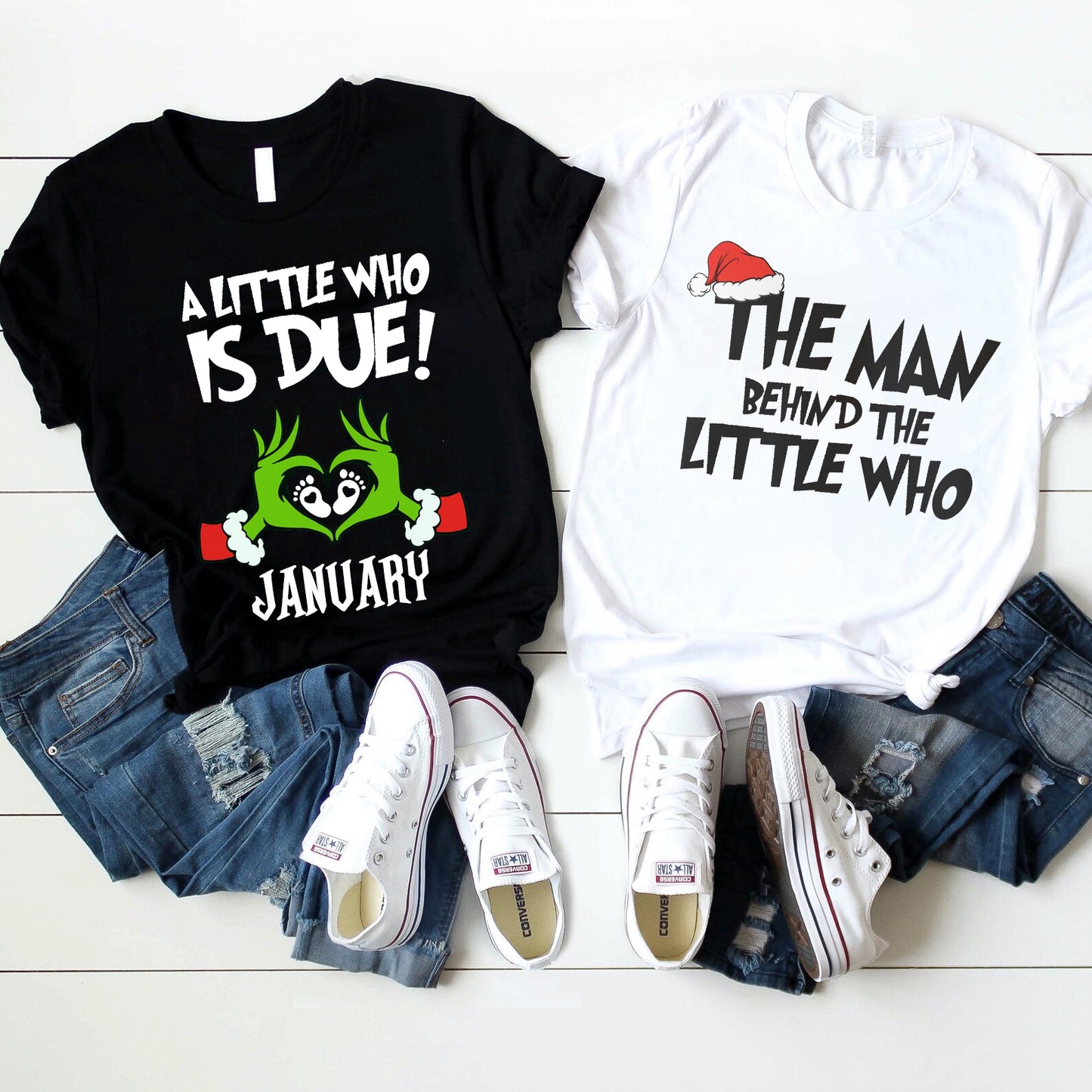 Customizable Month A Little Who Is Due Couple Maternity Shirt