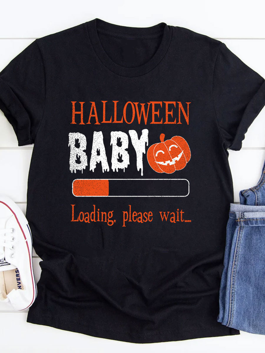 Halloween Baby Loading Please Wait Announcement Maternity Shirt