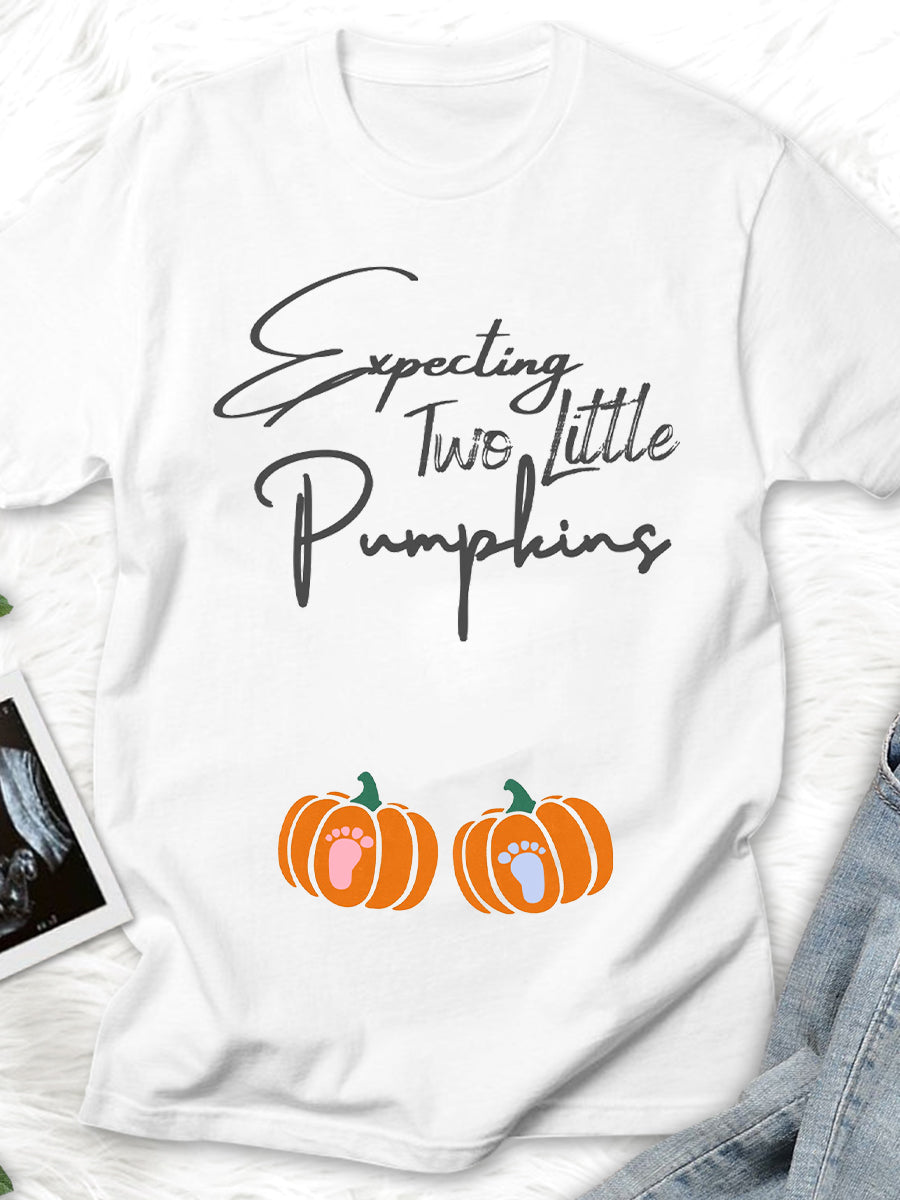 Expecting Two Little Pumpkins Funny Announcement Maternity Shirt