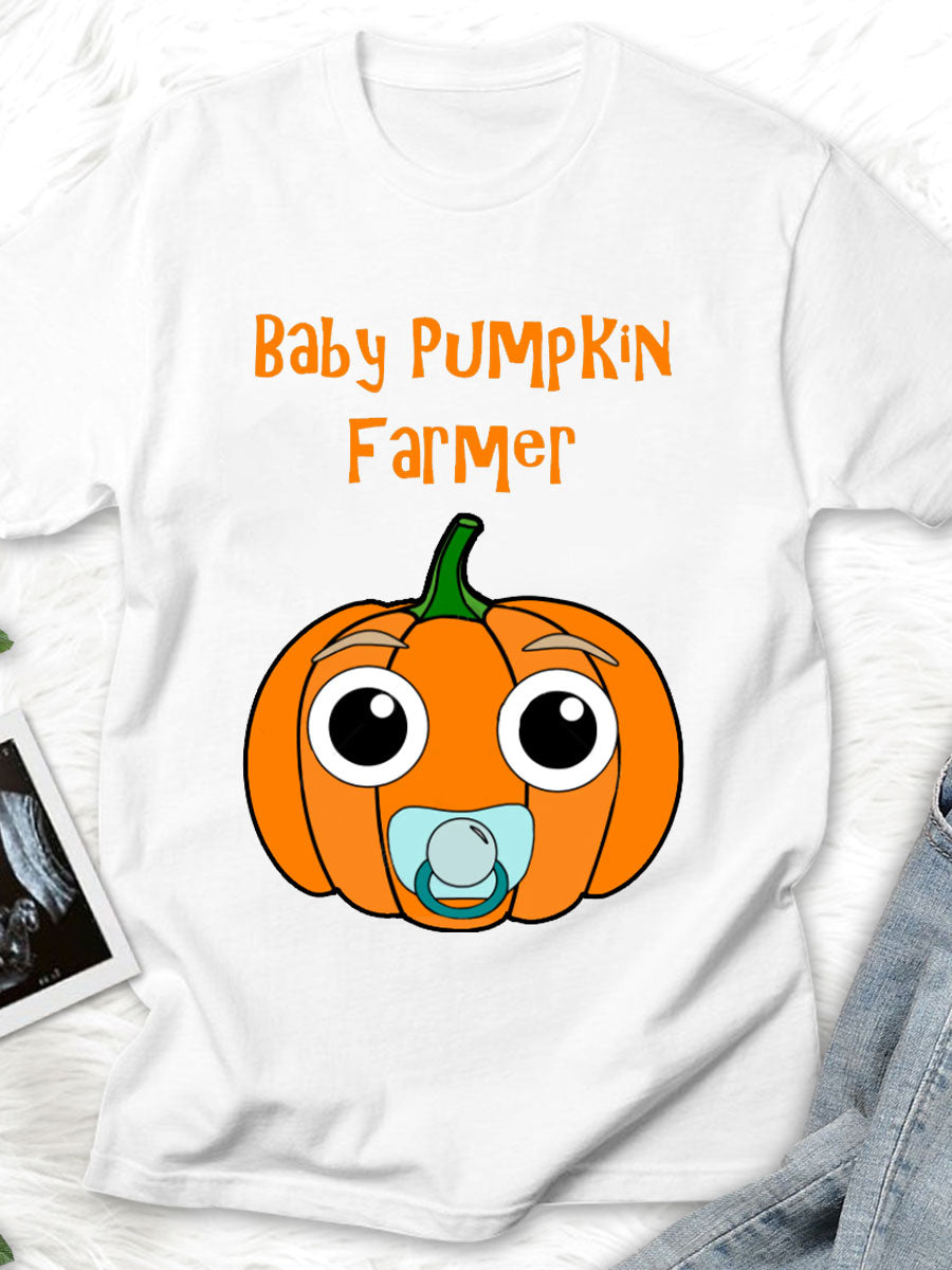 Baby Pumpkin Farmer Maternity Shirt