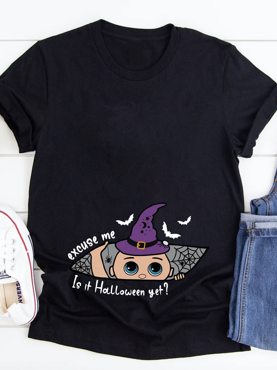 Excuse Me Is It Halloween Yet? Baby Peeking Maternity Shirt