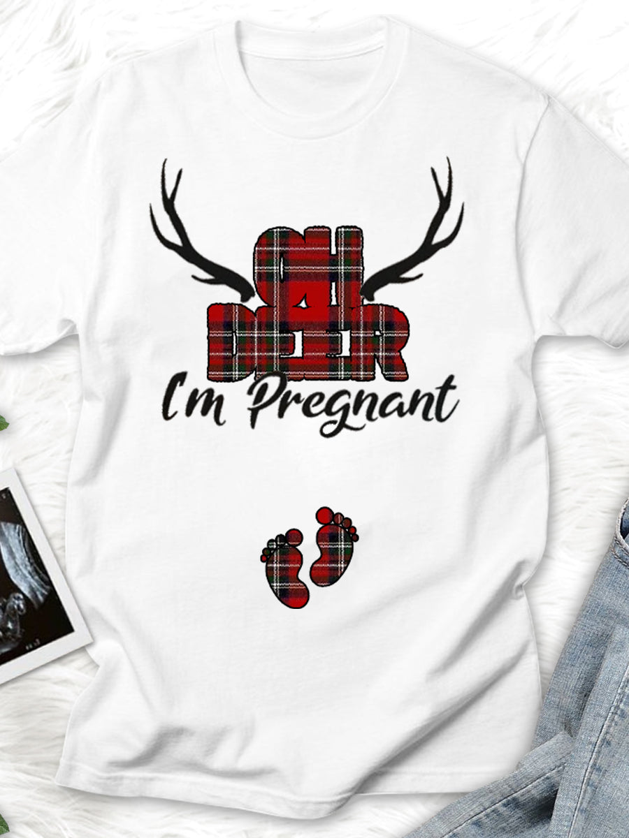 Oh Deer I'm Pregnant Announcement Family Matching Shirt