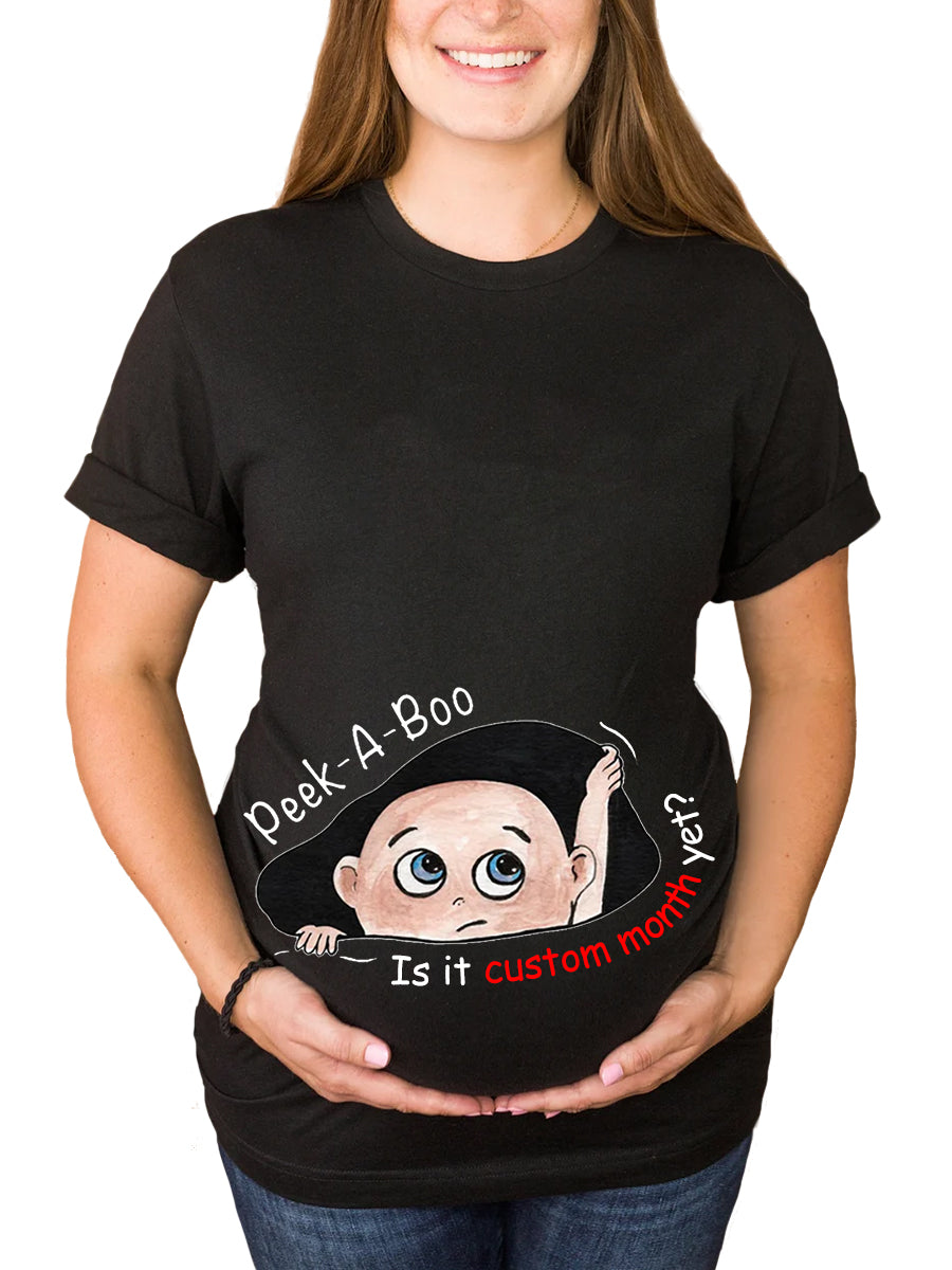 Customizable Months Peek-a-Boo Cartoon Baby Maternity Sweatshirt