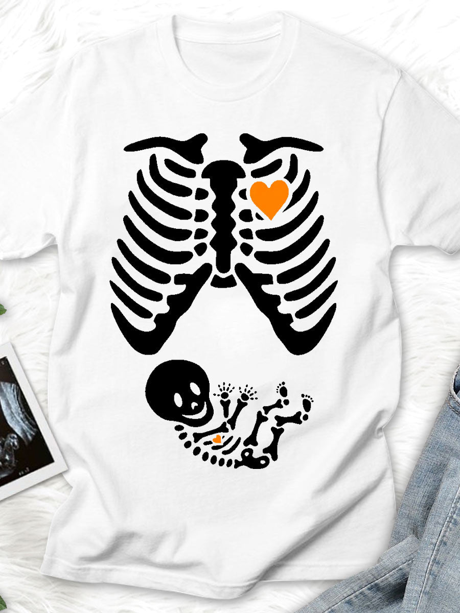 Skeleton Big Bro Sis Parents Maternity Shirt