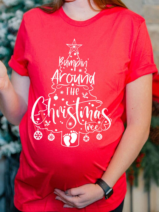 Bumpin' Around The Christmas Tree Cute Maternity Shirt