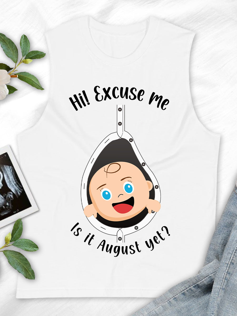 Excuse Me Is It Tme Yet Cute Blue Eyes Baby Maternity Sweatshirt