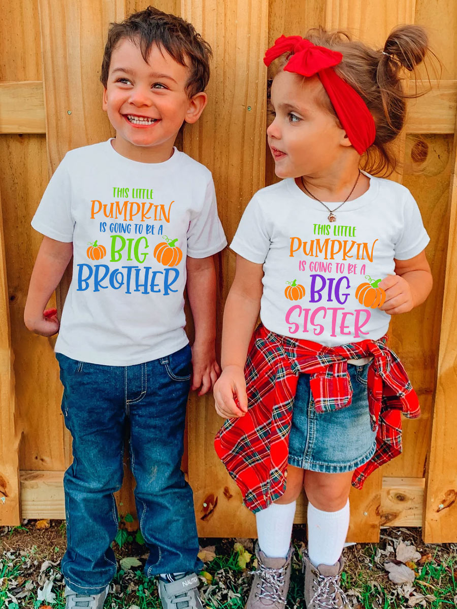 This Little Pumpkin Is Going To Be A Big Brother Funny Announcement Family Matching Shirt