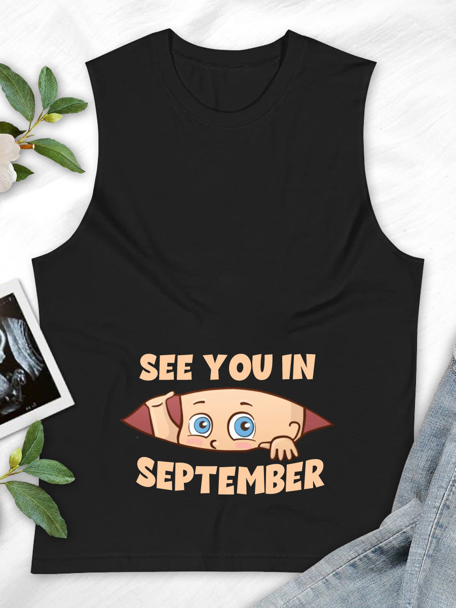 See You In Customizable Month Baby Peeking Maternity Shirt