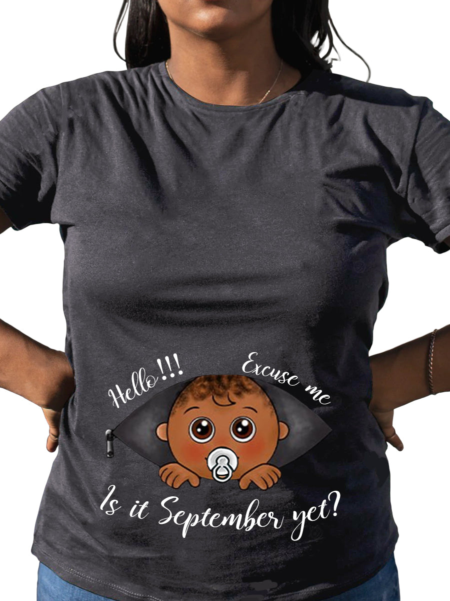 Black Baby Peeking Customizable Months Cute White Pacifier Maternity Shirt