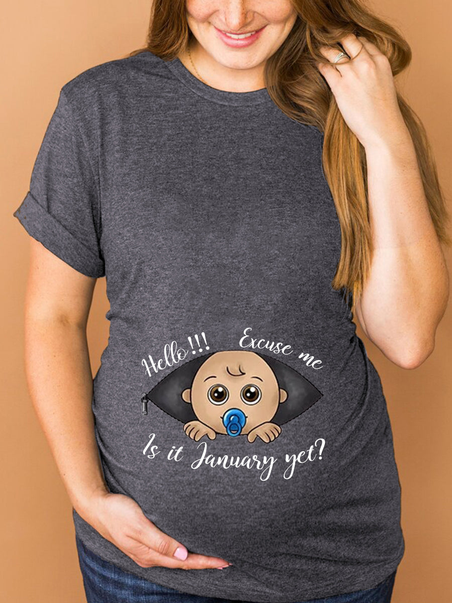 Customizable Months Cute Brown Eyes Baby Maternity Shirt