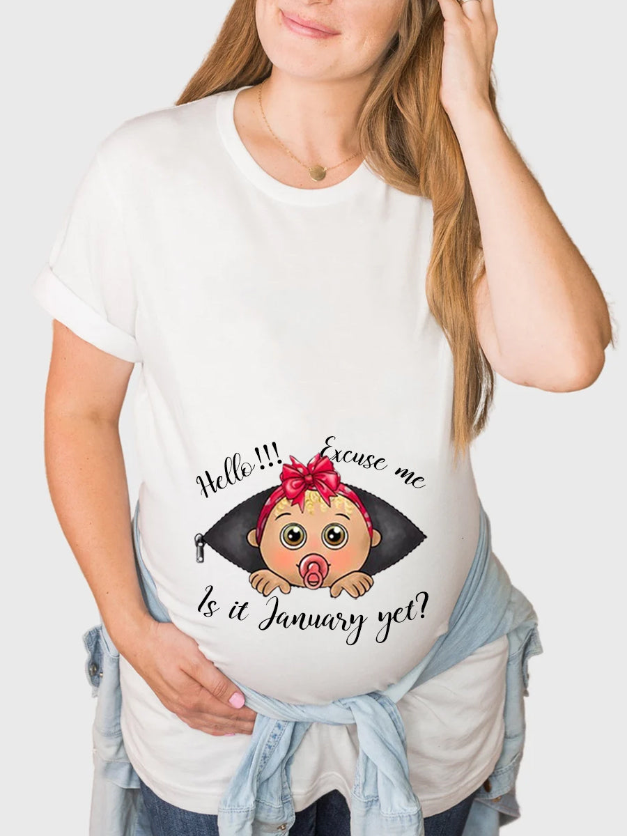 Customizable Months Cute Baby Girl Maternity Shirt