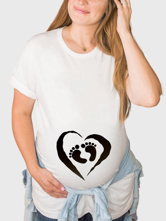 Baby Footprint Heart Maternity Shirt