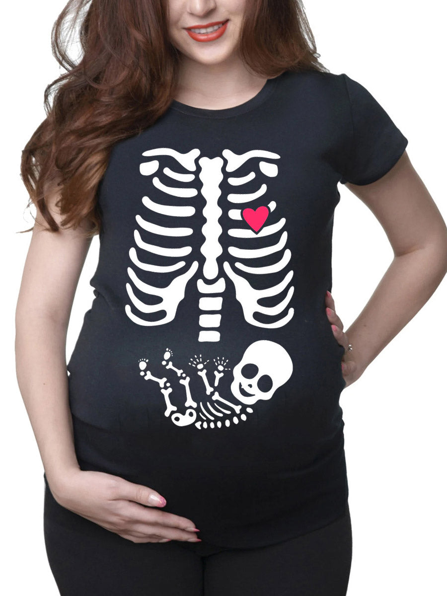 Skeleton Baby Couple Maternity Shirt