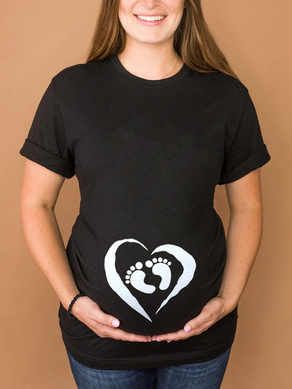 Baby Footprint Heart Maternity Shirt