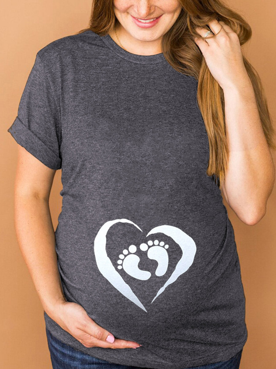 Baby Footprint Heart Maternity Shirt