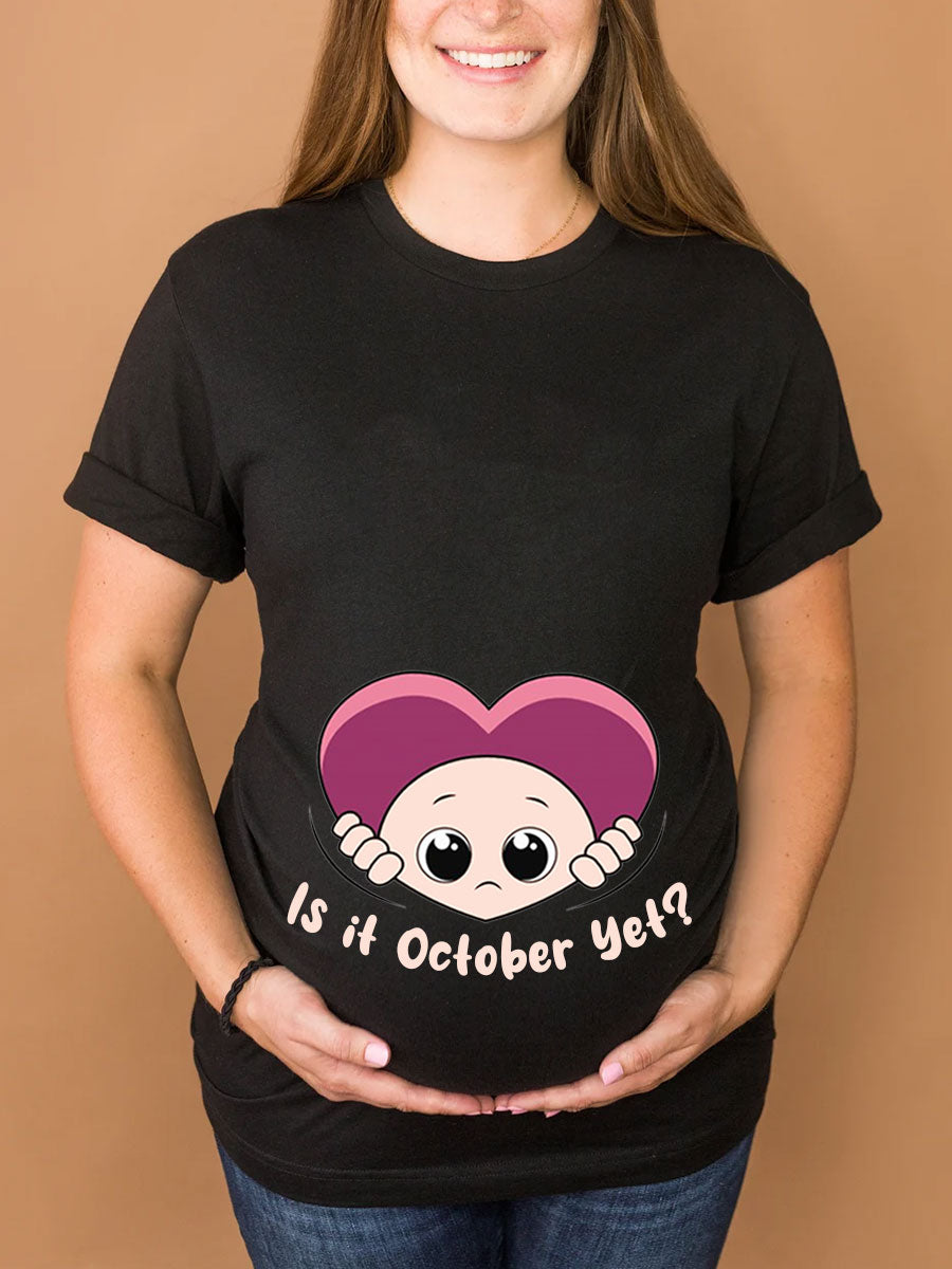 Customized Month Baby Peeking Heart Maternity Shirt