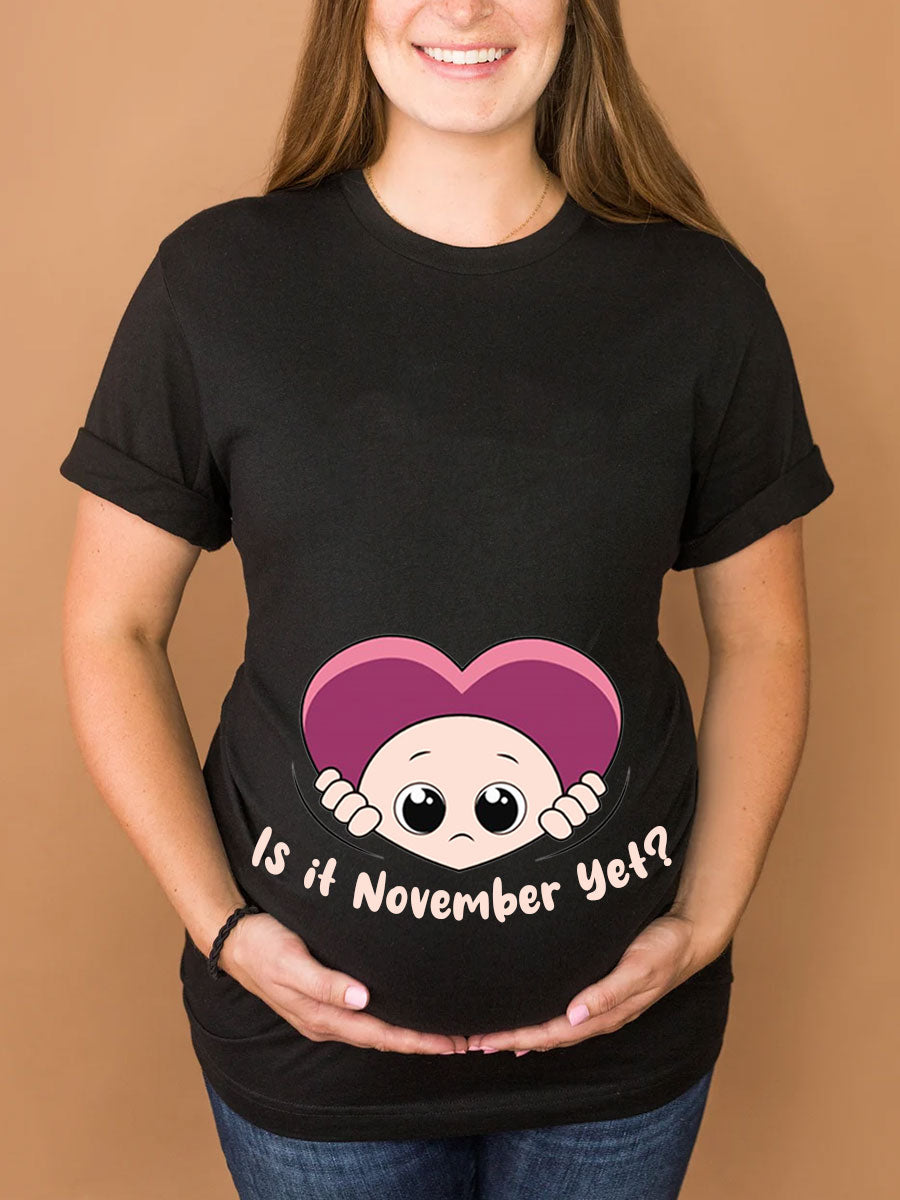 Customized Month Baby Peeking Heart Maternity Shirt