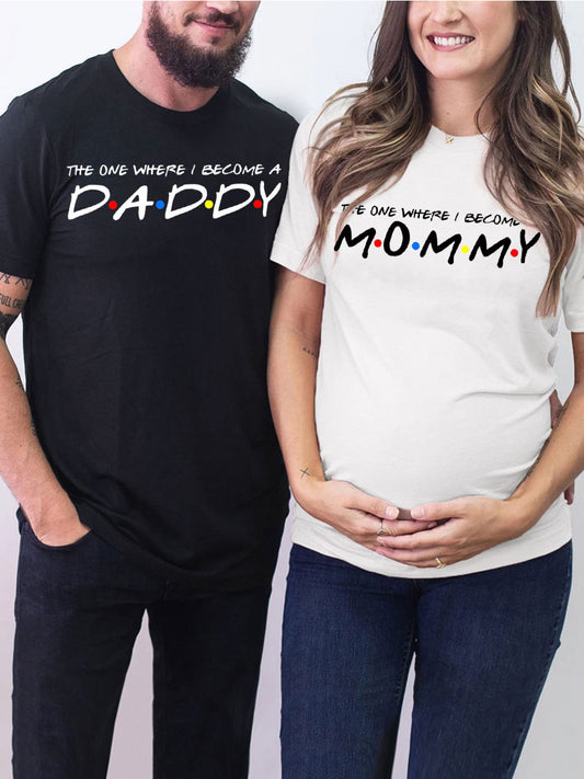 The One Where I Become A Mom & Dad Couple Maternity Shirt