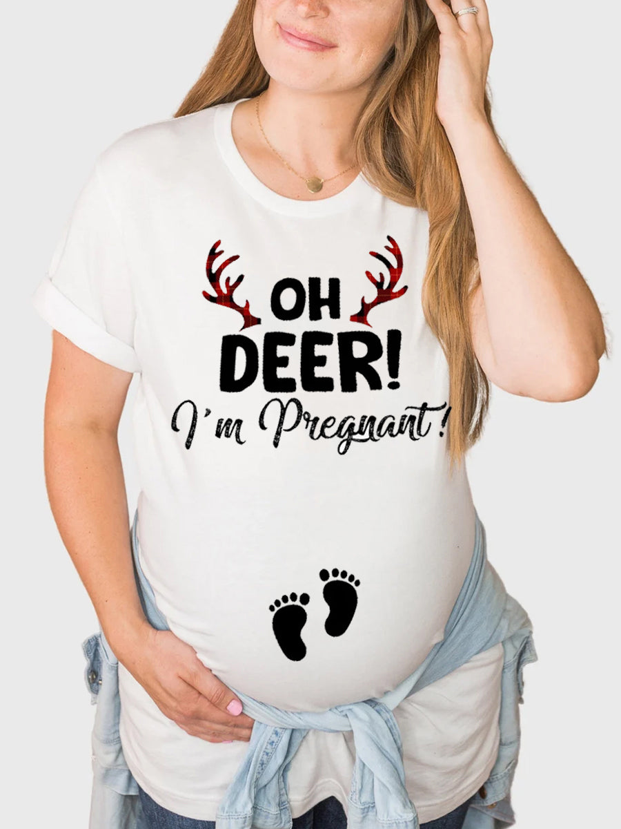 Oh Deer I'm Pregnant Christmas Announcement Shirt