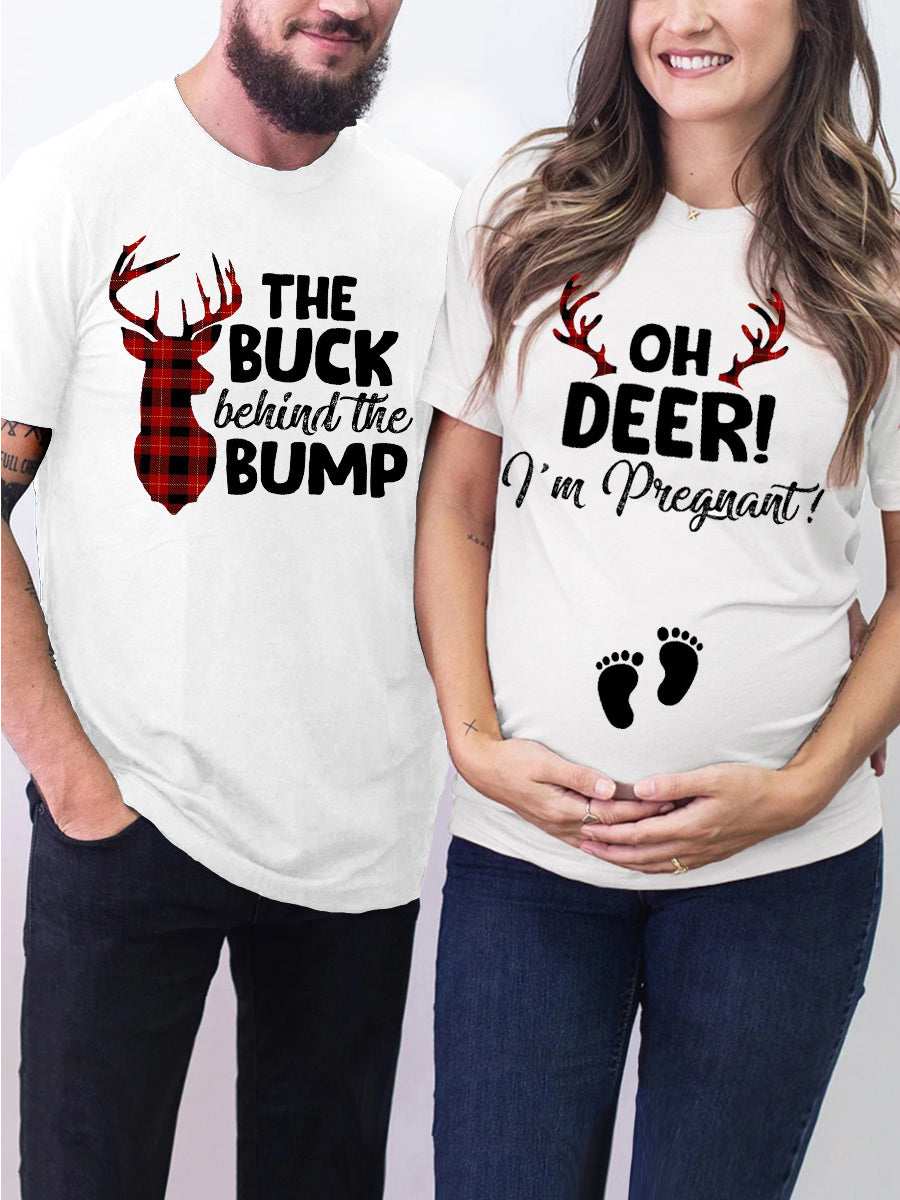 Oh Deer I'm Pregnant Christmas Announcement Shirt