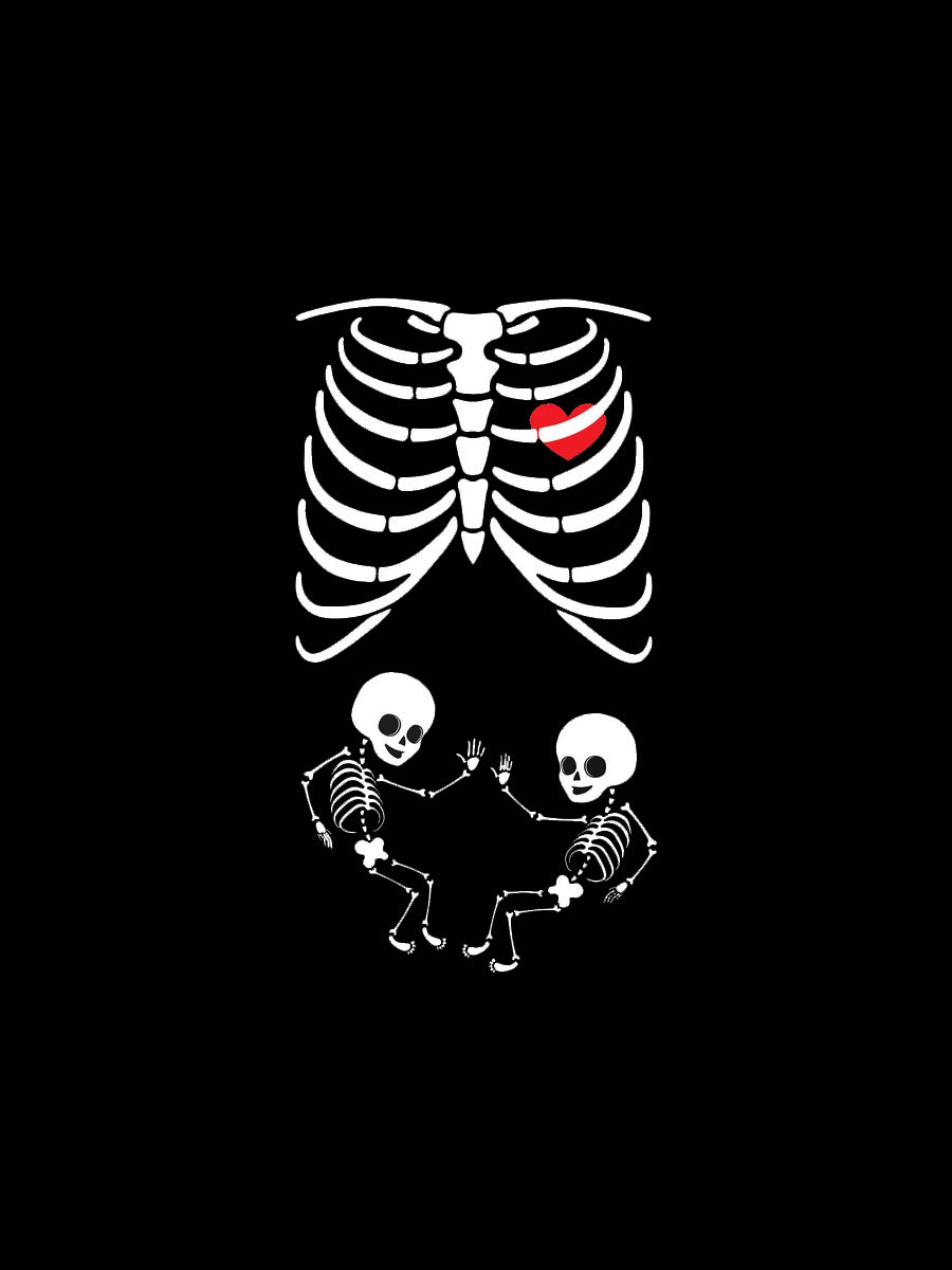 Skeleton Twins Baby Couple Maternity Shirt