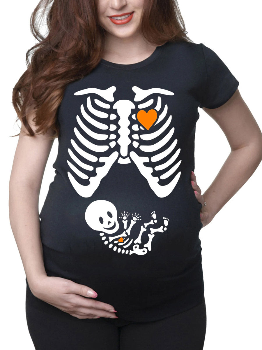 Skeleton Big Bro Sis Parents Maternity Shirt