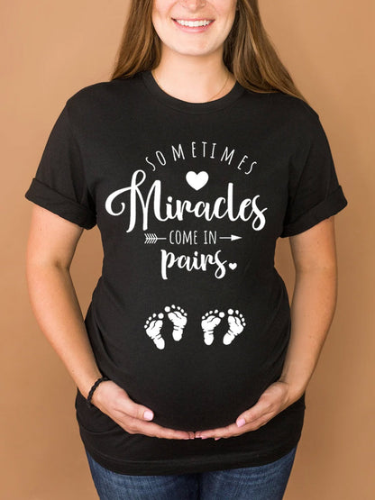 Sometimes Miracles Come In Pairs Twins Announcement Shirt