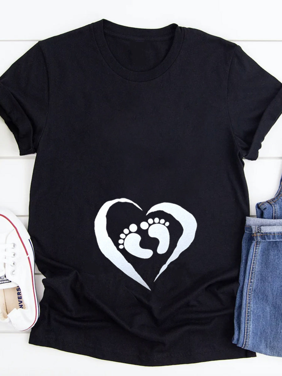 Baby Footprint Heart Maternity Shirt