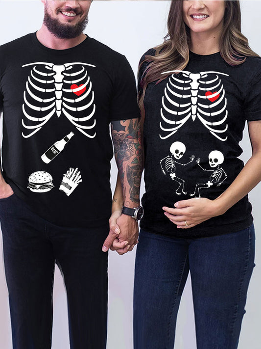 Skeleton Twins Baby Couple Maternity Shirt