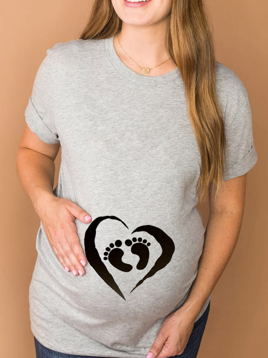 Baby Footprint Heart Maternity Shirt