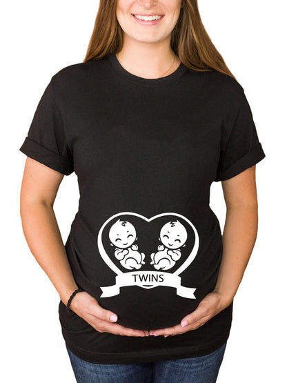 Twins Baby Heart Maternity Shirt