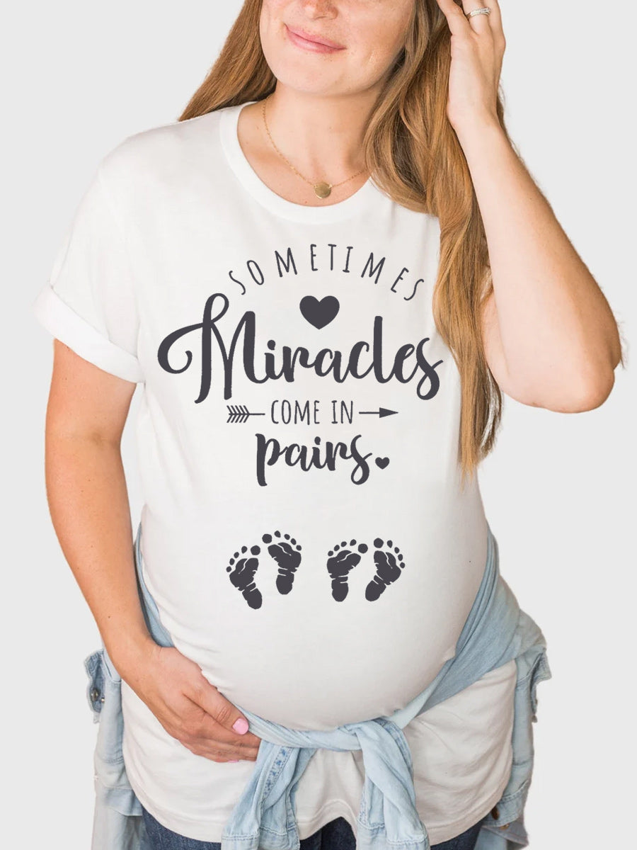 Sometimes Miracles Come In Pairs Twins Announcement Shirt