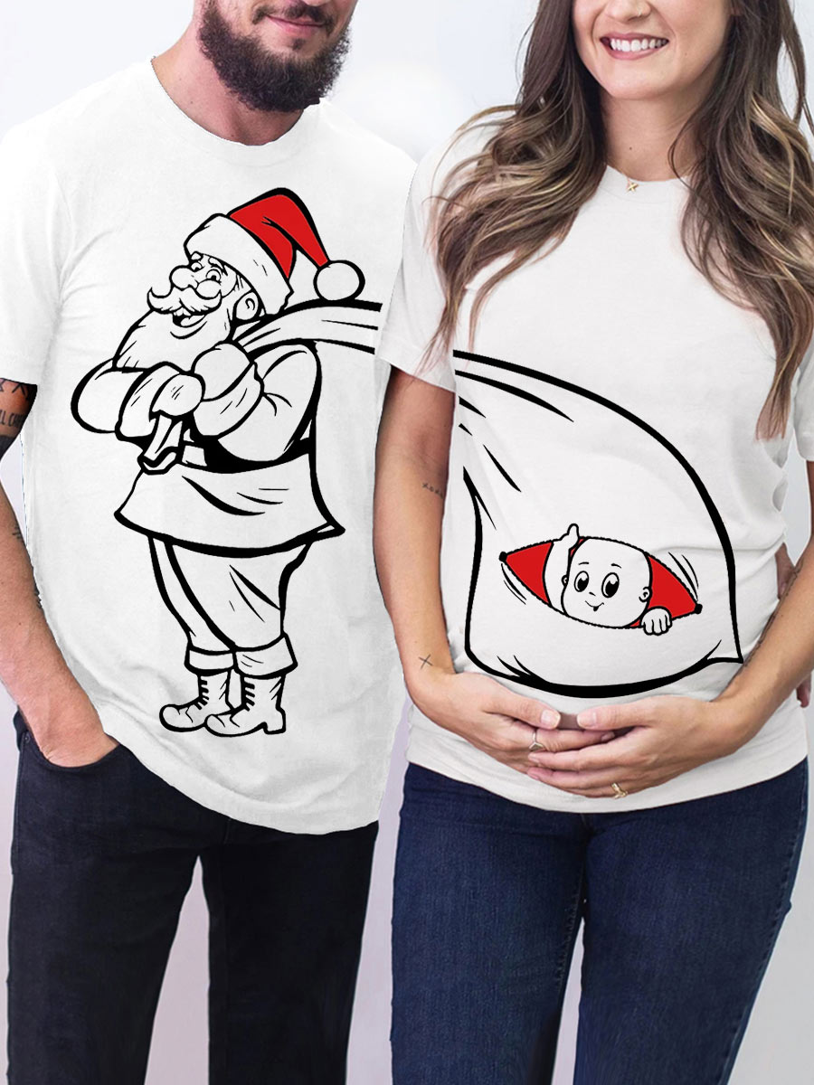 Santa Baby Couple Christmas Maternity Sweatshirt